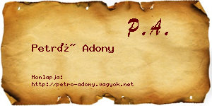 Petró Adony névjegykártya